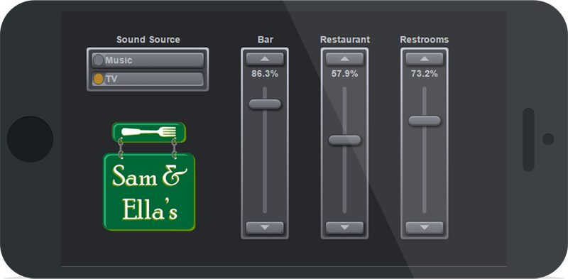 Bar sound controls on an iPhone