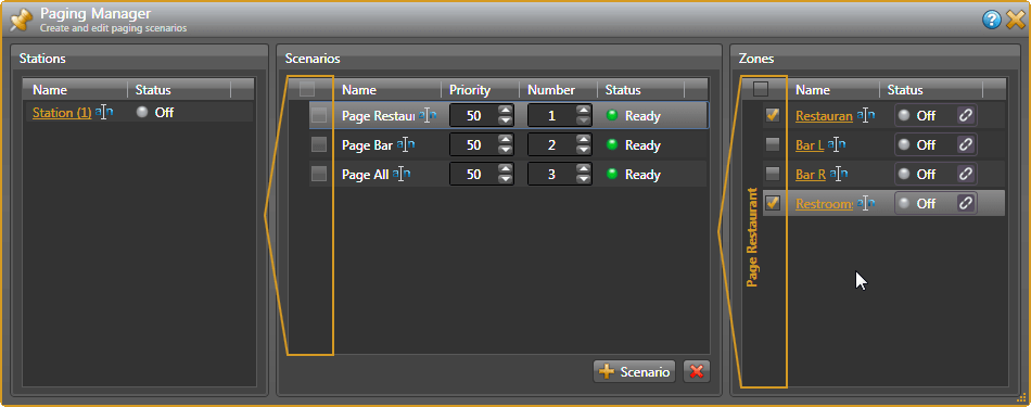 Paging Manager zones assigned