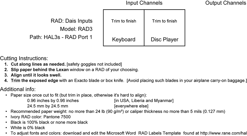 RAD device labels