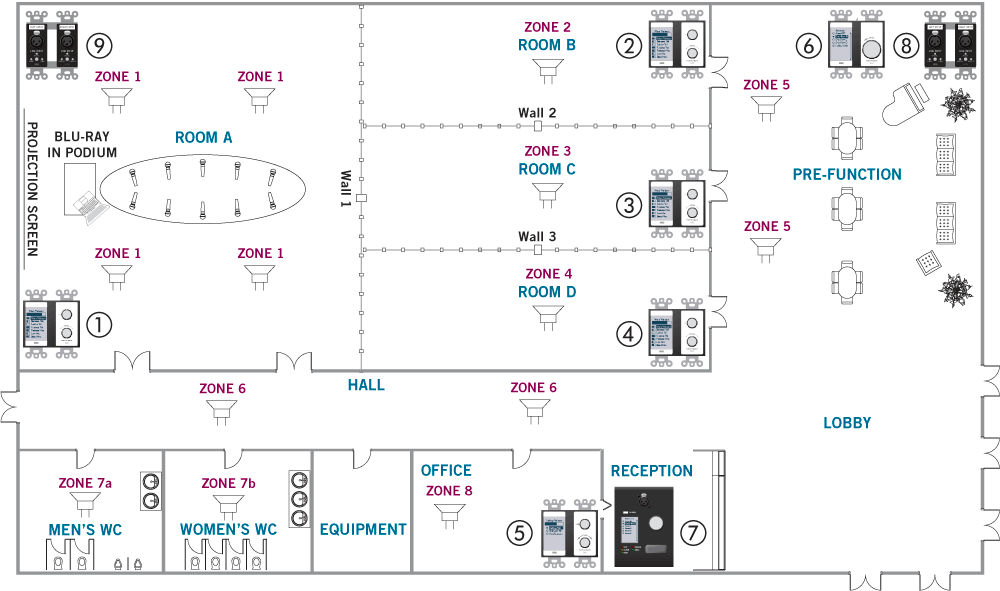 Hotel floor plan for meeting room combinations
